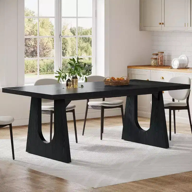 Table à manger pour 6 à 8 personnes, Table de cuisine moderne de 180 cm pour dîner, pour salle à manger, salon