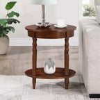 Table d'appoint de 24 po de hauteur, couleur marron, dessus de table ovale en MDF (panneau de fibres à densité moyenne) - 1 pièce
