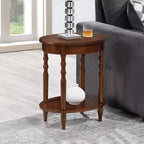 Table d'appoint de 24 po de hauteur, couleur marron, dessus de table ovale en MDF (panneau de fibres à densité moyenne) - 1 pièce