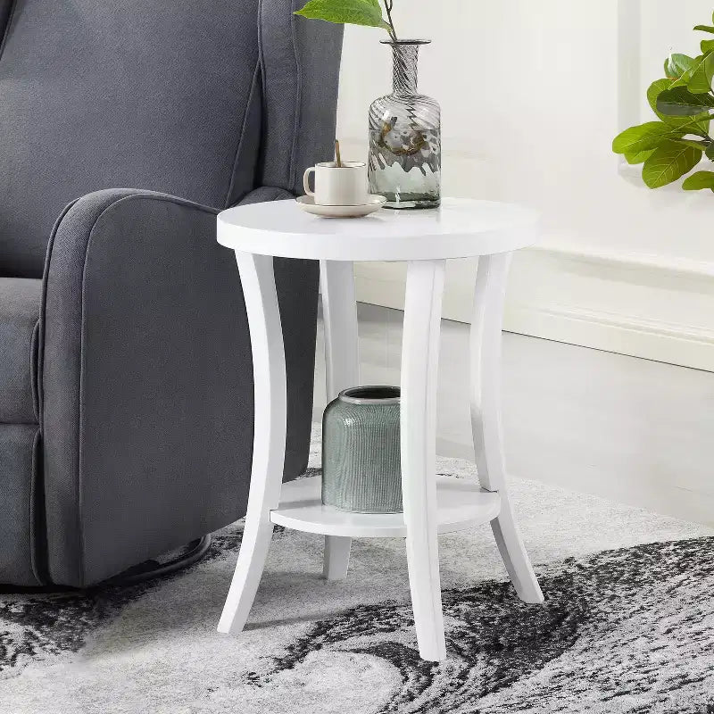 Table d'appoint ronde en bois, coloris blanc, de 23,25 po H, 1 pièce