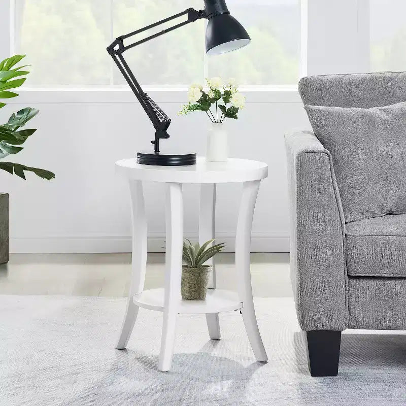 Table d'appoint ronde en bois, coloris blanc, de 23,25 po H, 1 pièce