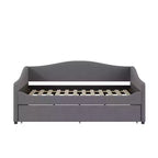 Lit de repos capitonné pleine grandeur avec lit gigogne, cadre de lit de repos pleine grandeur en molleton Teddy, pour chambre à coucher, salon, gris