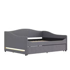 Lit de repos capitonné pleine grandeur avec lit gigogne, cadre de lit de repos pleine grandeur en molleton Teddy, pour chambre à coucher, salon, gris