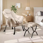 Fauteuil paresseux, Chaises de salon modernes, Fauteuil de lecture ergonomique avec accoudoirs, Fauteuil confortable avec pouf pour chambre et bureau