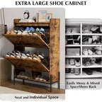 Meuble à chaussures 2 tiroirs – Organisateur d'entrée style ferme en rotin pour 20 paires (autonome, assemblage sans outil)