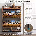 Meuble à chaussures 2 tiroirs – Organisateur d'entrée style ferme en rotin pour 20 paires (autonome, assemblage sans outil)
