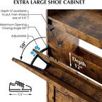 Meuble à chaussures 2 tiroirs – Organisateur d'entrée style ferme en rotin pour 20 paires (autonome, assemblage sans outil)