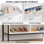 Meuble à chaussures 2 tiroirs – Organisateur d'entrée style ferme en rotin pour 20 paires (autonome, assemblage sans outil)