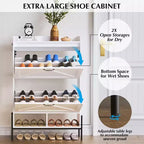 Meuble à chaussures 2 tiroirs – Organisateur d'entrée style ferme en rotin pour 20 paires (autonome, assemblage sans outil)