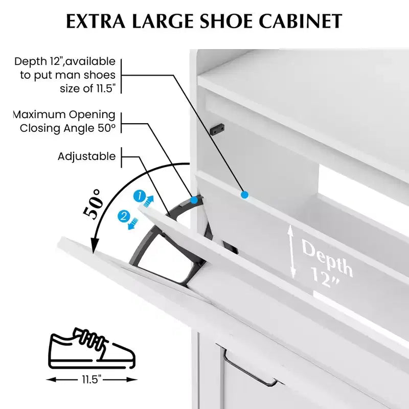 Meuble à chaussures 2 tiroirs – Organisateur d'entrée style ferme en rotin pour 20 paires (autonome, assemblage sans outil)