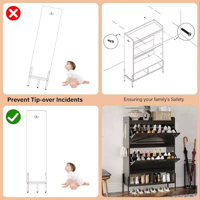 Meuble à chaussures 2 tiroirs – Organisateur d'entrée style ferme en rotin pour 20 paires (autonome, assemblage sans outil)