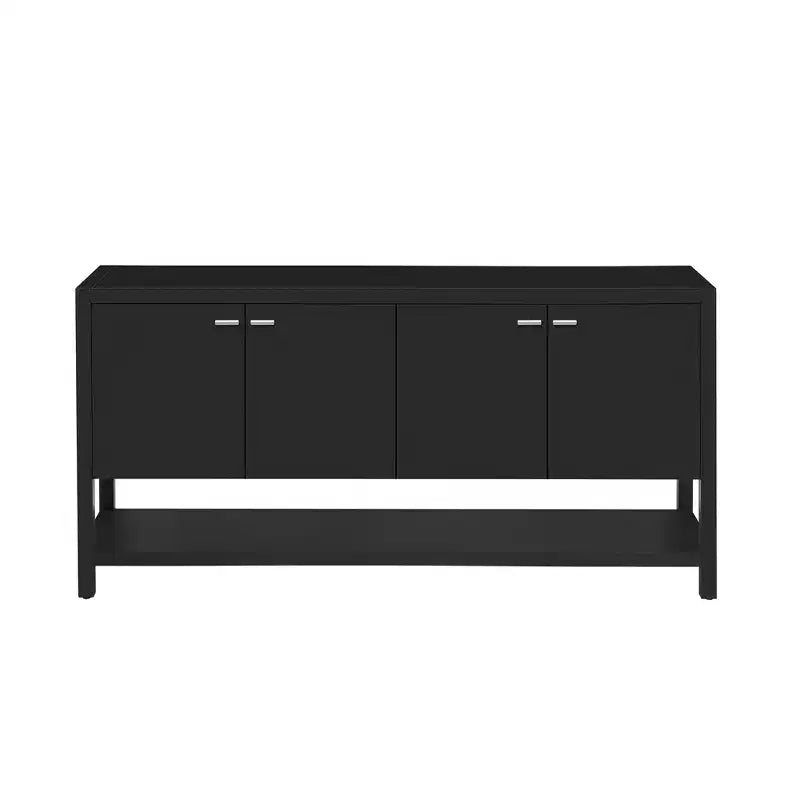 Console longue moderne de 151,4 cm avec grand espace de rangement, table d'entrée avec 4 portes et poignées métalliques, table d'appoint pour salon