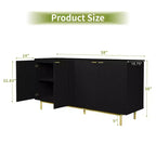 Console en bois de 58 po avec 4 portes cannelées et tablettes ajustables, buffet moderne de rangement pour salon, cuisine et entrée