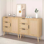 Commode à 3 tiroirs en rotin et bois, meuble de rangement