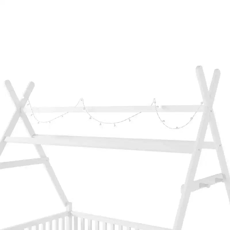 Lit cabane jumeau avec lumière, lit cabane au sol avec clôture et toit, conception de sécurité