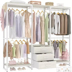 Portant à vêtements avec tiroirs en tissu, système d'organisation de placard autoportant
