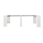 Table de salle à manger moderne extensible 118IN avec peinture marbrée, ensemble table pliante pour 6 personnes, table de cuisine pour salon, salle à manger, blanc