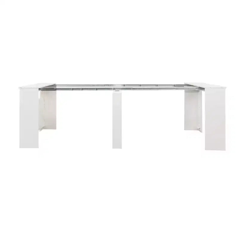 Table de salle à manger moderne extensible 118IN avec peinture marbrée, ensemble table pliante pour 6 personnes, table de cuisine pour salon, salle à manger, blanc