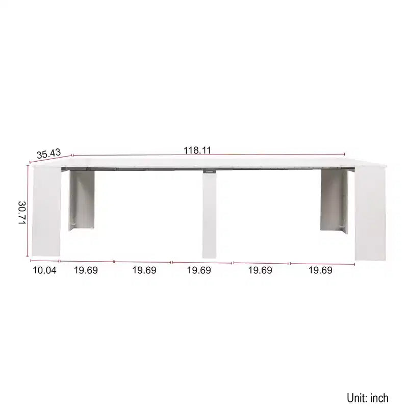 Table de salle à manger moderne extensible 118IN avec peinture marbrée, ensemble table pliante pour 6 personnes, table de cuisine pour salon, salle à manger, blanc