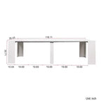 Table de salle à manger moderne extensible 118IN avec peinture marbrée, ensemble table pliante pour 6 personnes, table de cuisine pour salon, salle à manger, blanc