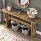 Table console en bois massif pour entrée, table de canapé de ferme de 160 cm de long derrière le canapé, pour hall, couloir, salon, marron