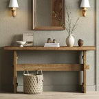 Table console en bois massif pour entrée, table de canapé de ferme de 160 cm de long derrière le canapé, pour hall, couloir, salon, marron
