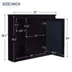 Armoire à pharmacie rectangulaire à fixation en surface de 35 po L x 28 po H avec miroir, miroir haute définition, grand espace de rangement