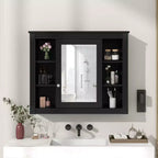 Armoire à pharmacie rectangulaire à fixation en surface de 35 po L x 28 po H avec miroir, miroir haute définition, grand espace de rangement