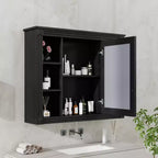 Armoire à pharmacie rectangulaire à fixation en surface de 35 po L x 28 po H avec miroir, miroir haute définition, grand espace de rangement