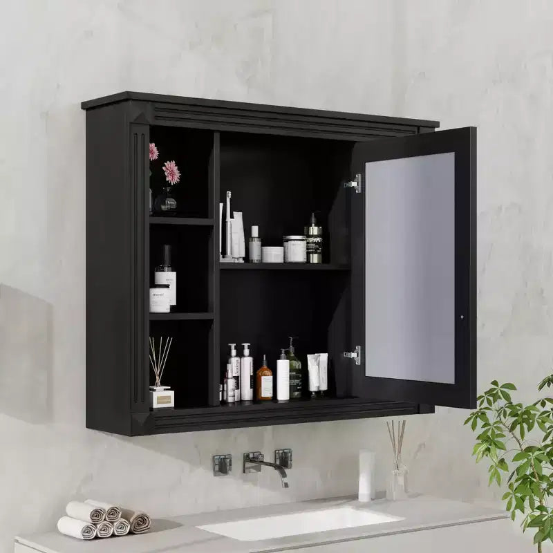 Armoire à pharmacie rectangulaire à fixation en surface de 35 po L x 28 po H avec miroir, miroir haute définition, grand espace de rangement