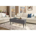 Banc ottoman Mid-Century Modern avec rangement, banquette à chaussures rembourrée en similicuir, rectangulaire, pour le pied de lit ou l'entrée, charnières de sécurité doubles.