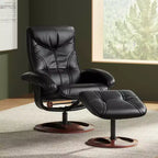 Fauteuil inclinable en cuir avec ottoman pivotant noir Fauteuil moderne Ergonomique Manuel Inclinable Réglable Chambre Salon