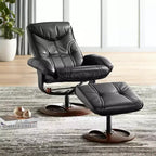 Fauteuil inclinable en cuir avec ottoman pivotant noir Fauteuil moderne Ergonomique Manuel Inclinable Réglable Chambre Salon