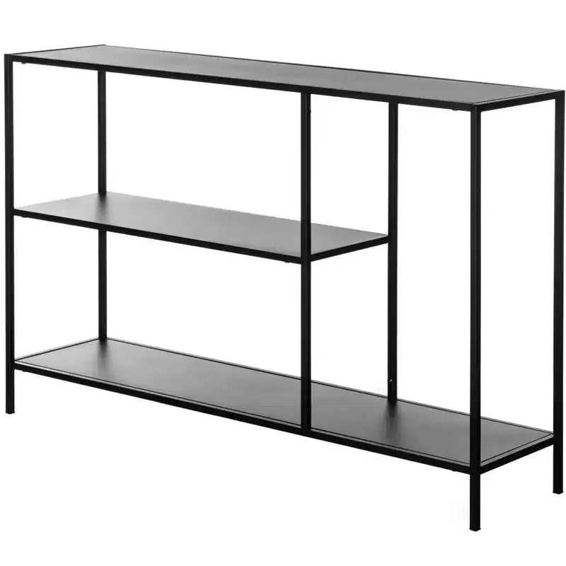 Console moderne en métal avec étagères ouvertes, pour salle à manger, entrée et couloir, noire