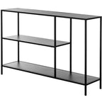 Console moderne en métal avec étagères ouvertes, pour salle à manger, entrée et couloir, noire